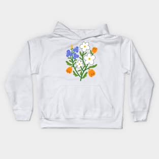 Pansy, daisy and tulip flower composition Kids Hoodie